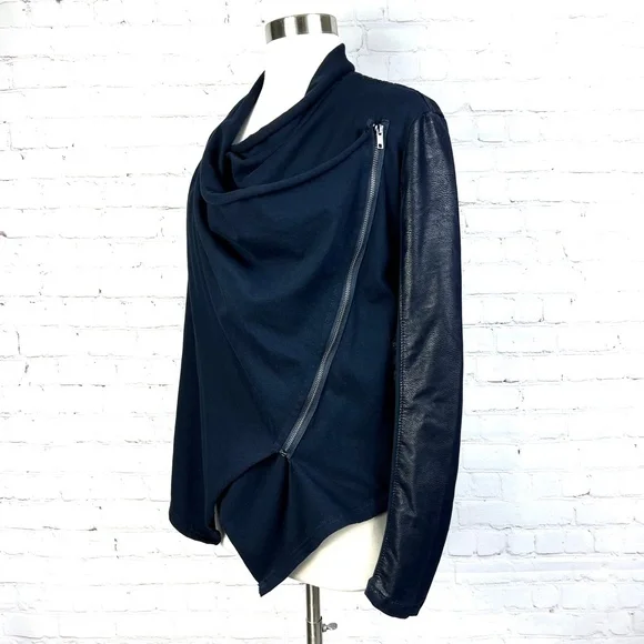 🚫SOLD!|•[BLANKNYC]•| Draped Full Zip Faux Leather Snakeskin Cardigan + Cotton - Picture 5 of 16